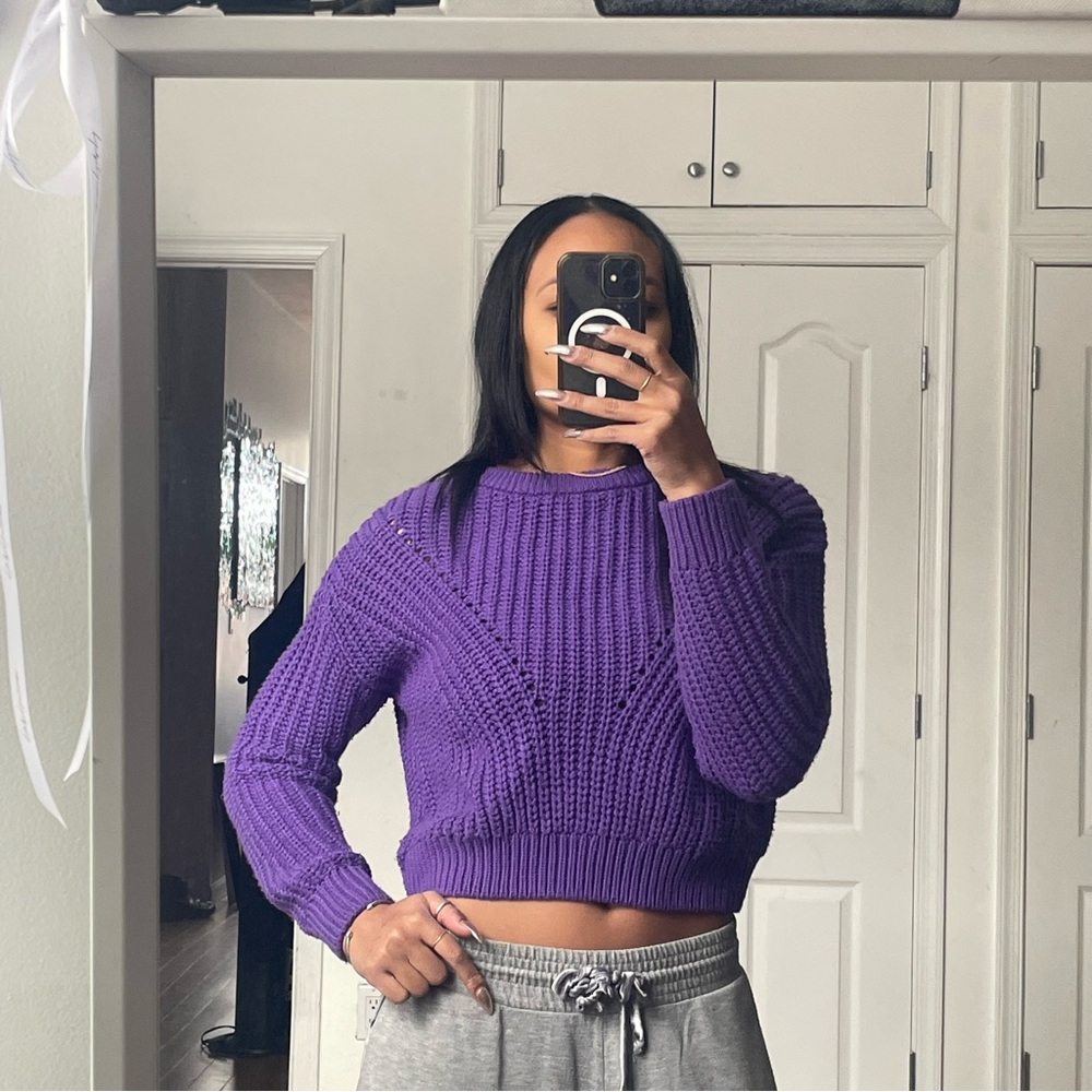 H&M Purple Cotton Knit Sweater size XS